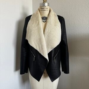 Gianni Bini | Open Front Faux Shearling Draped Jacket size XS